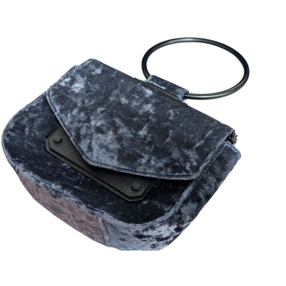 Nasty Gal Inc. Blue Velvet Evening Bag with Crossbody Chain Strap